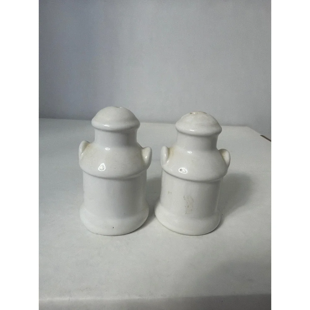 Vintage Oklahoma Souvenir Milk Jug Salt and Pepper Shakers Ceramic White Set